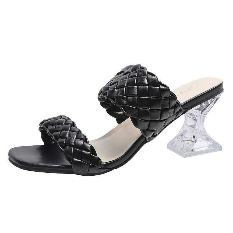 Crystal High-heeled Slippers