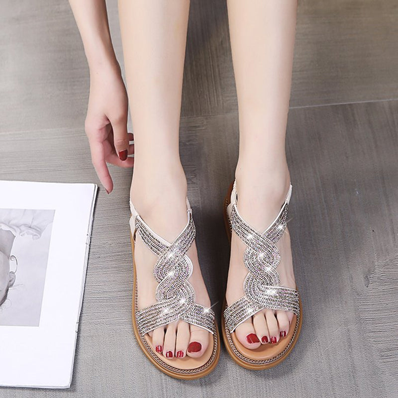 Anti-Skid Soft Sole Rhinestone Wedge Heel Shoes