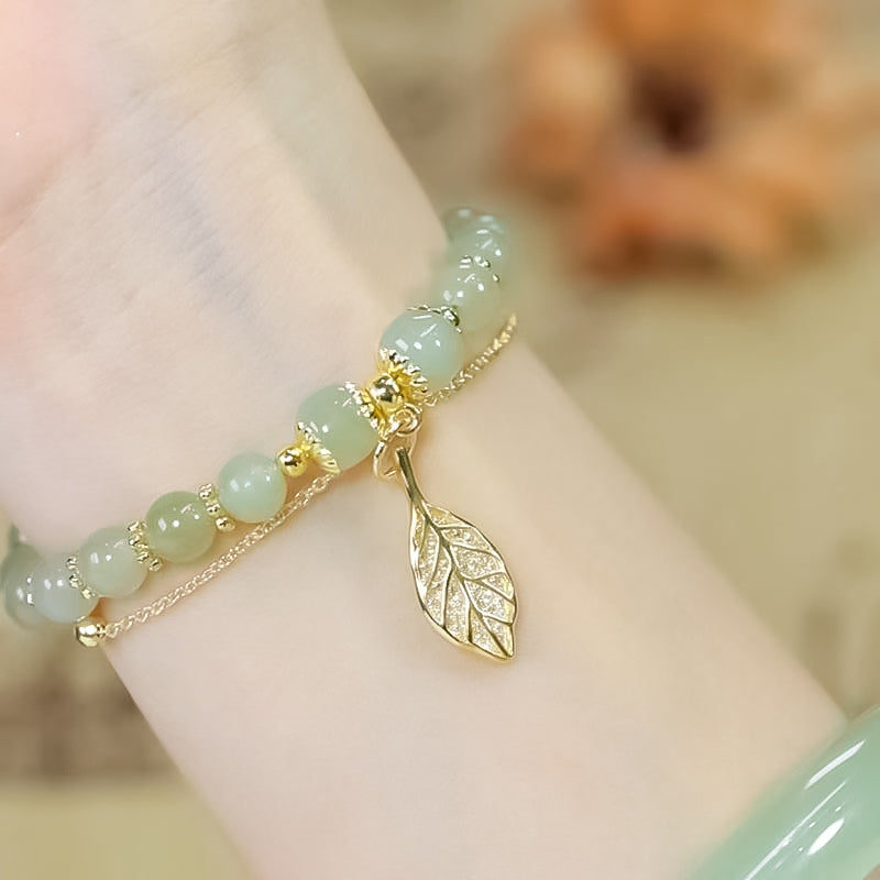 Hetian Jade Gold Leaf Bracelet