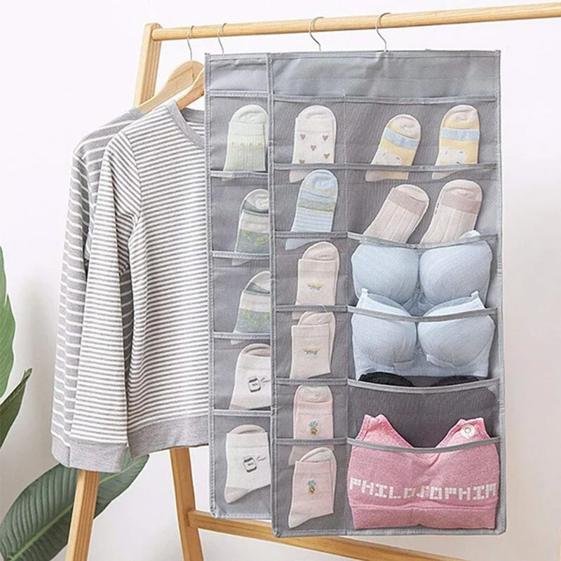 Dual Sided Wall Shelf Wardrobe Storage Bags