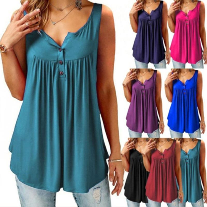 Comfy Loose Button Sleeveless Tank Top