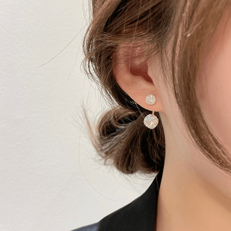 Buyfun Simple Hollow Diamond Ball Earrings