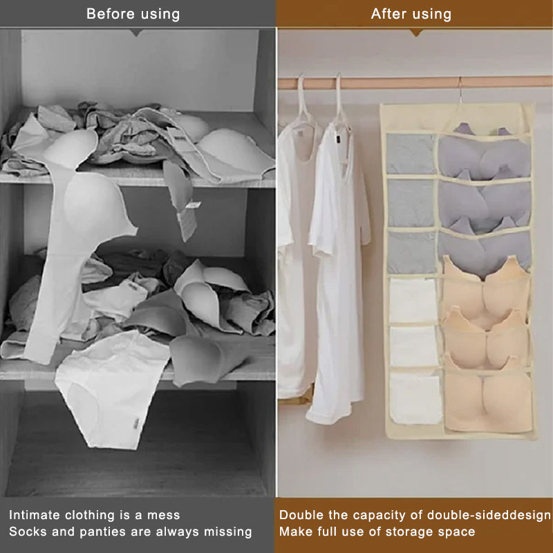 Dual Sided Wall Shelf Wardrobe Storage Bags