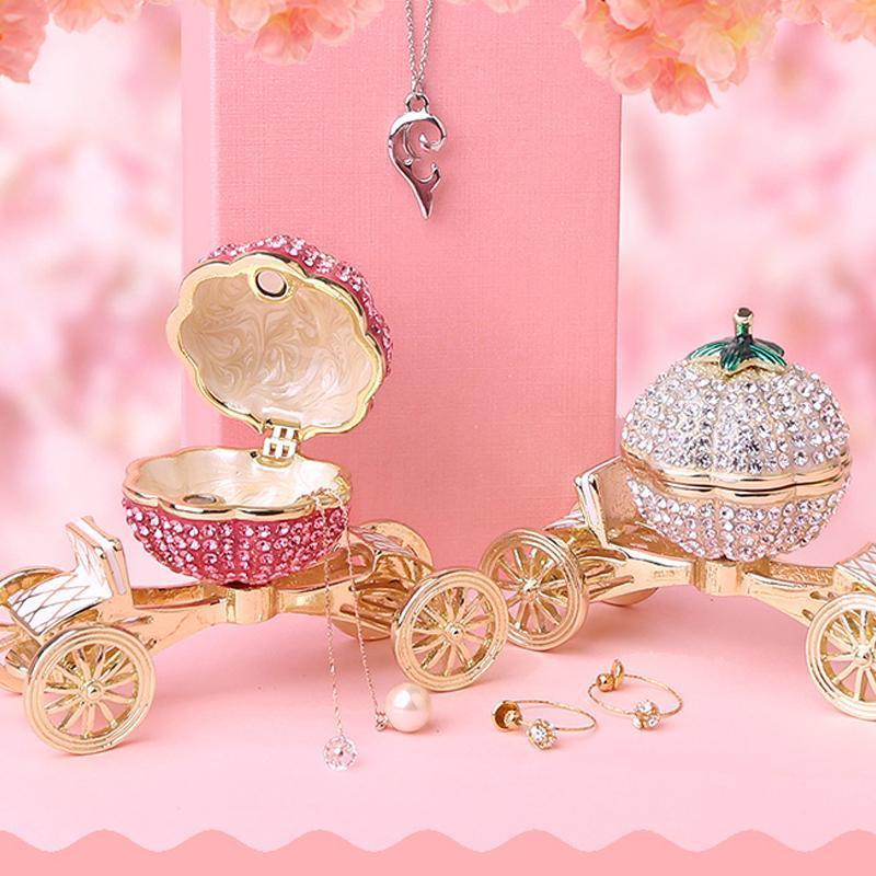 Pumpkin Carriage Rhinestones Jewelry Box