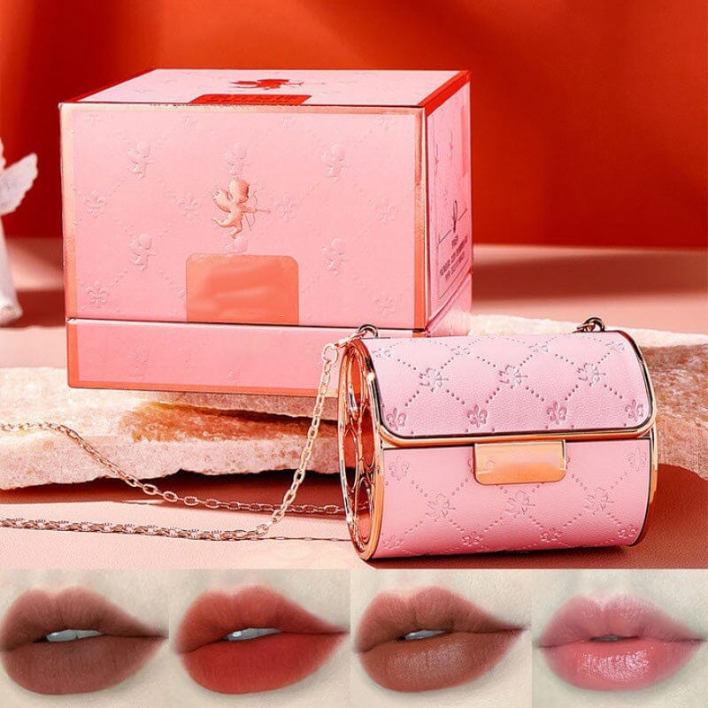 Velvet Matte Lipstick Set with Chain Bag