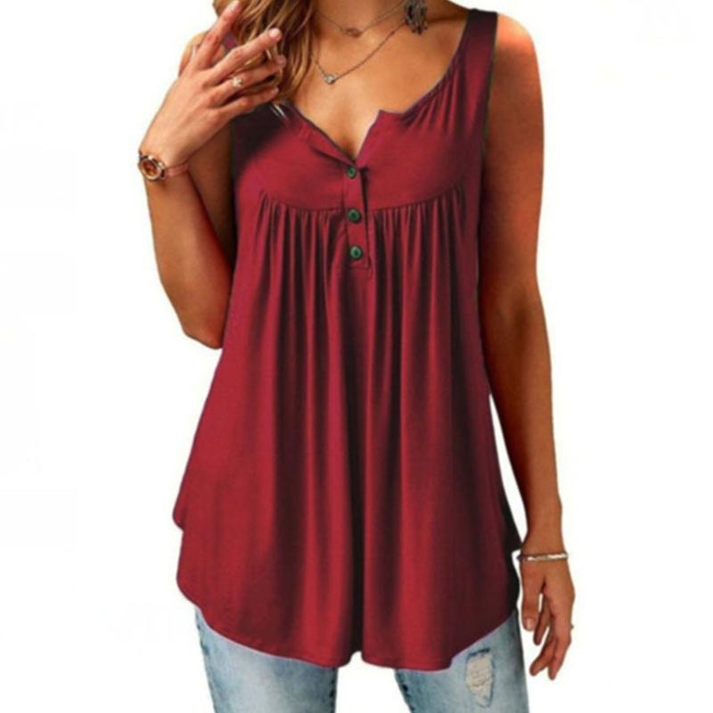 Comfy Loose Button Sleeveless Tank Top