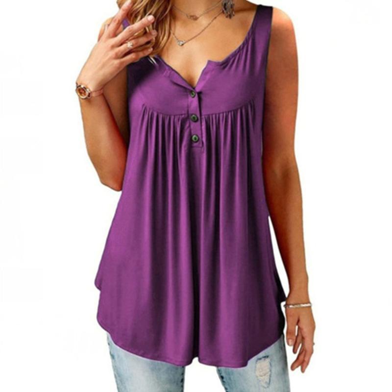 Comfy Loose Button Sleeveless Tank Top