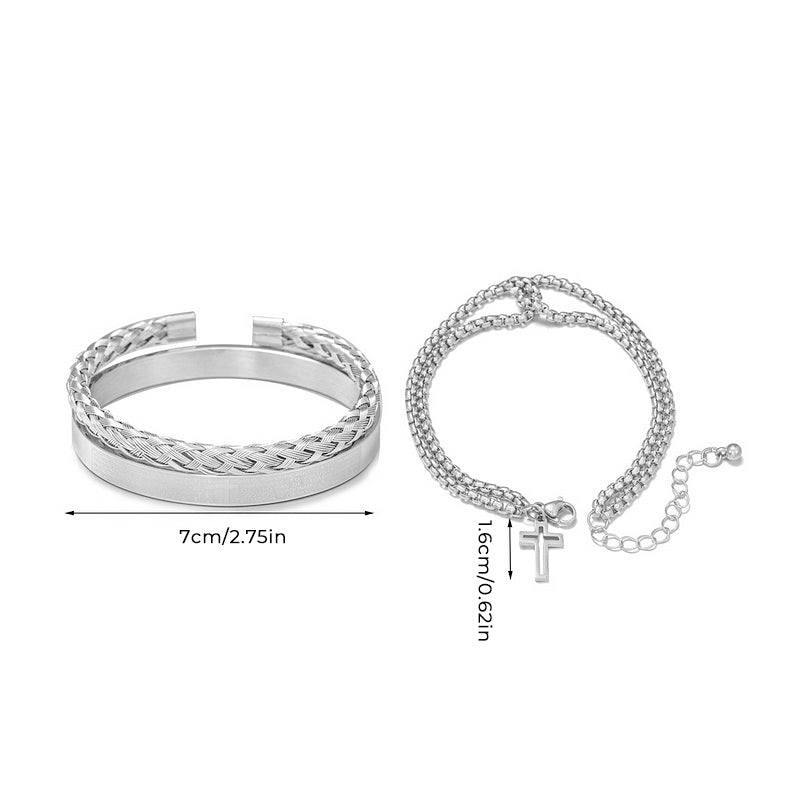 Cross Bangle Bracelet Set