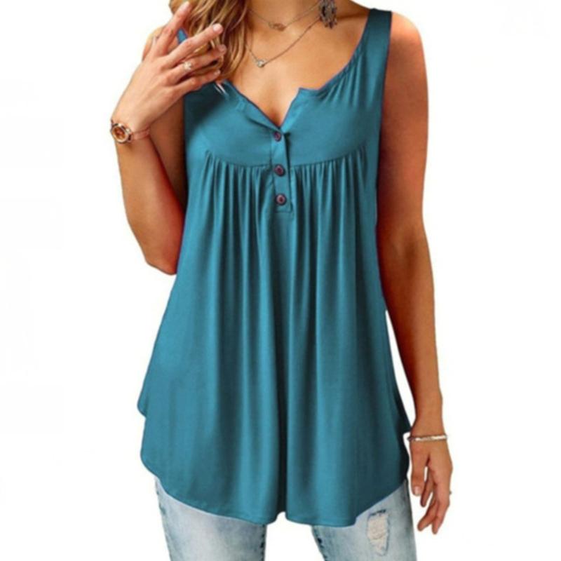 Comfy Loose Button Sleeveless Tank Top