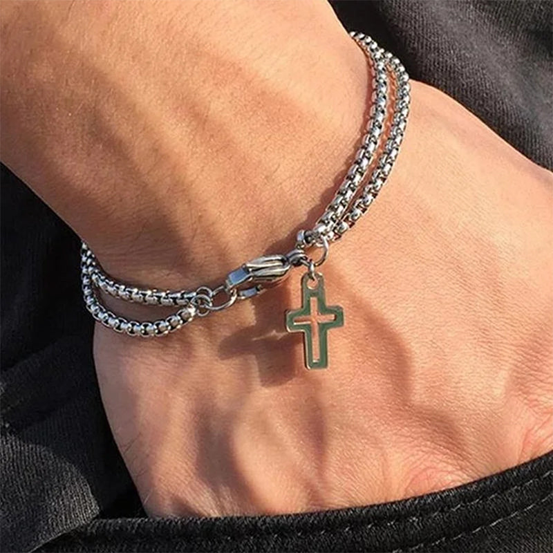 Cross Bangle Bracelet Set