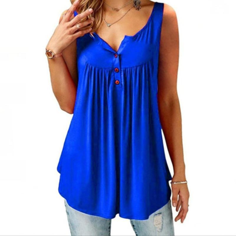 Comfy Loose Button Sleeveless Tank Top