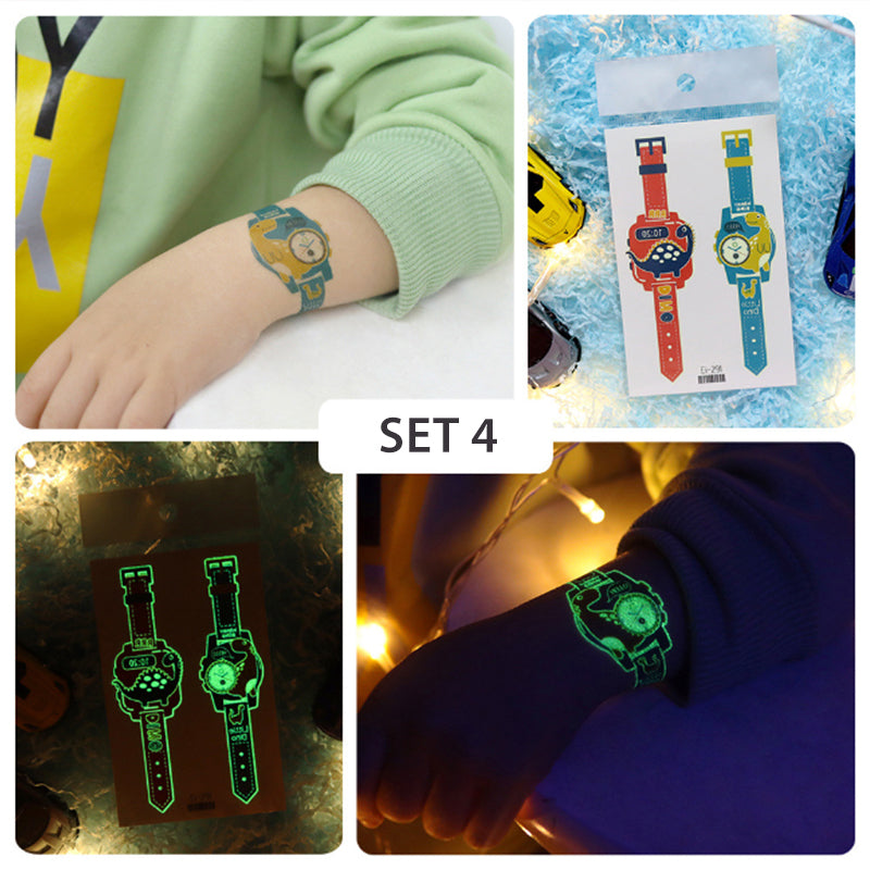 Children's Watch Racing Cartoon Luminous Tattoos Stickers