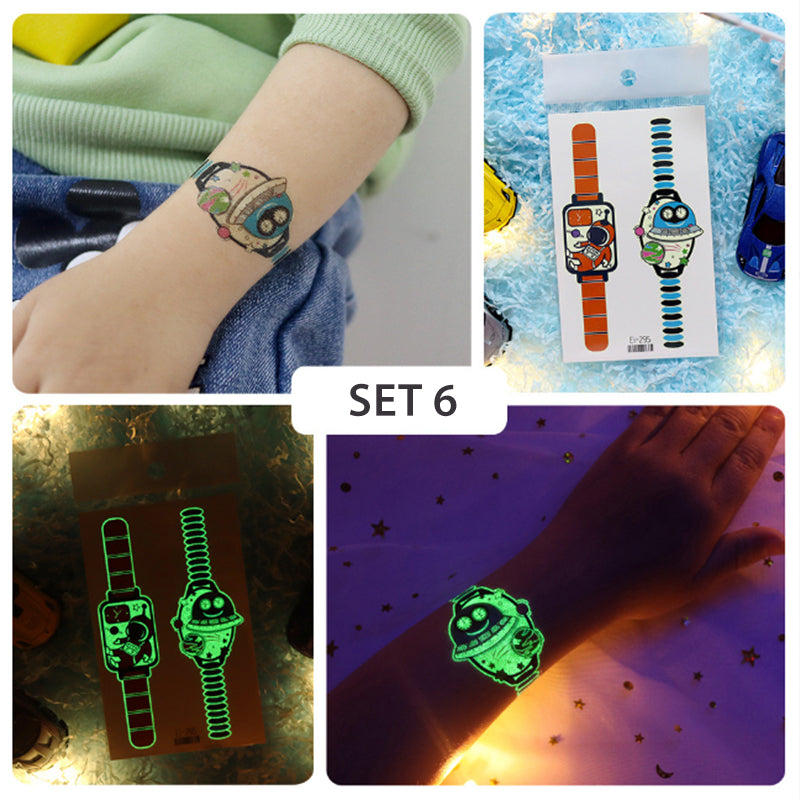 Children's Watch Racing Cartoon Luminous Tattoos Stickers