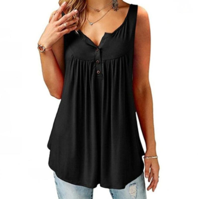 Comfy Loose Button Sleeveless Tank Top