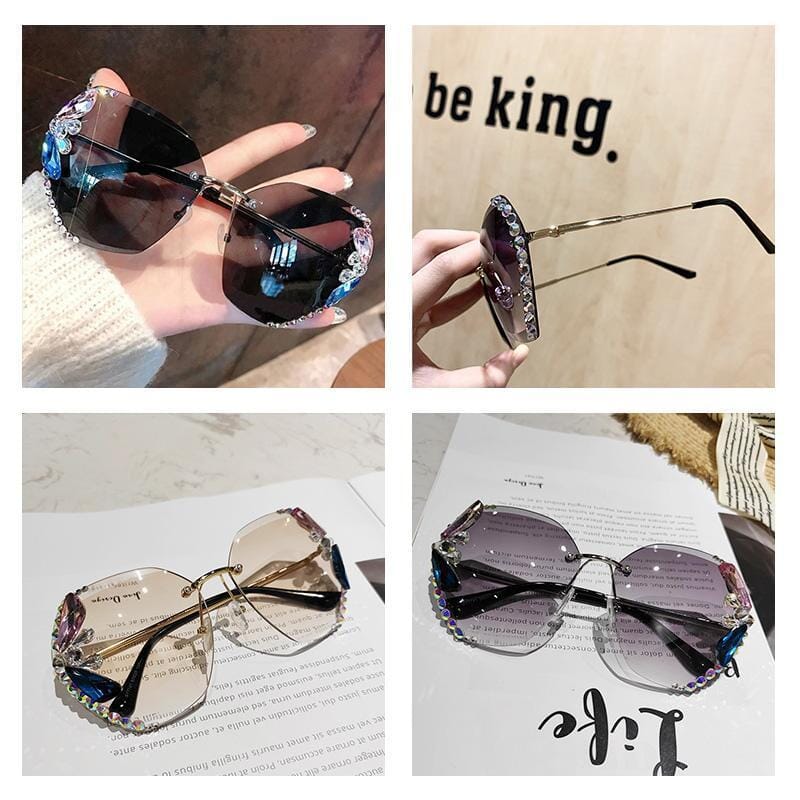 Vintage Fashion Rimless Crystal Sunglasses