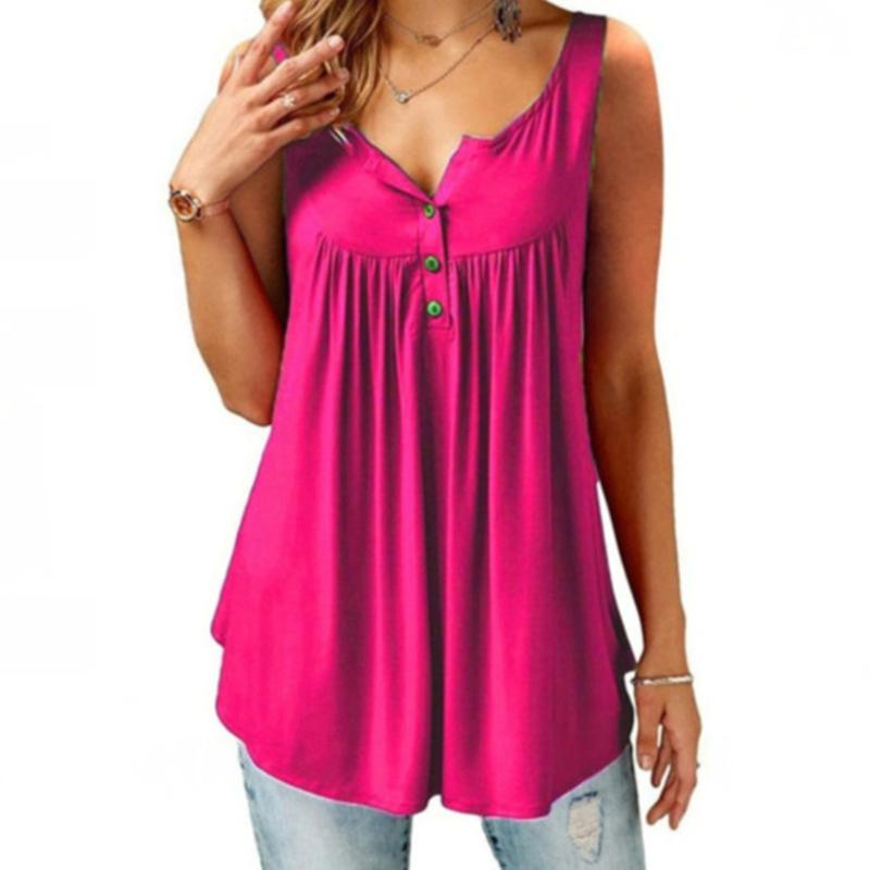 Comfy Loose Button Sleeveless Tank Top