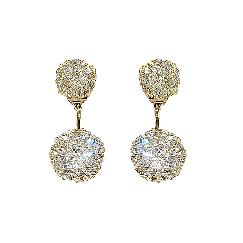 Buyfun Simple Hollow Diamond Ball Earrings