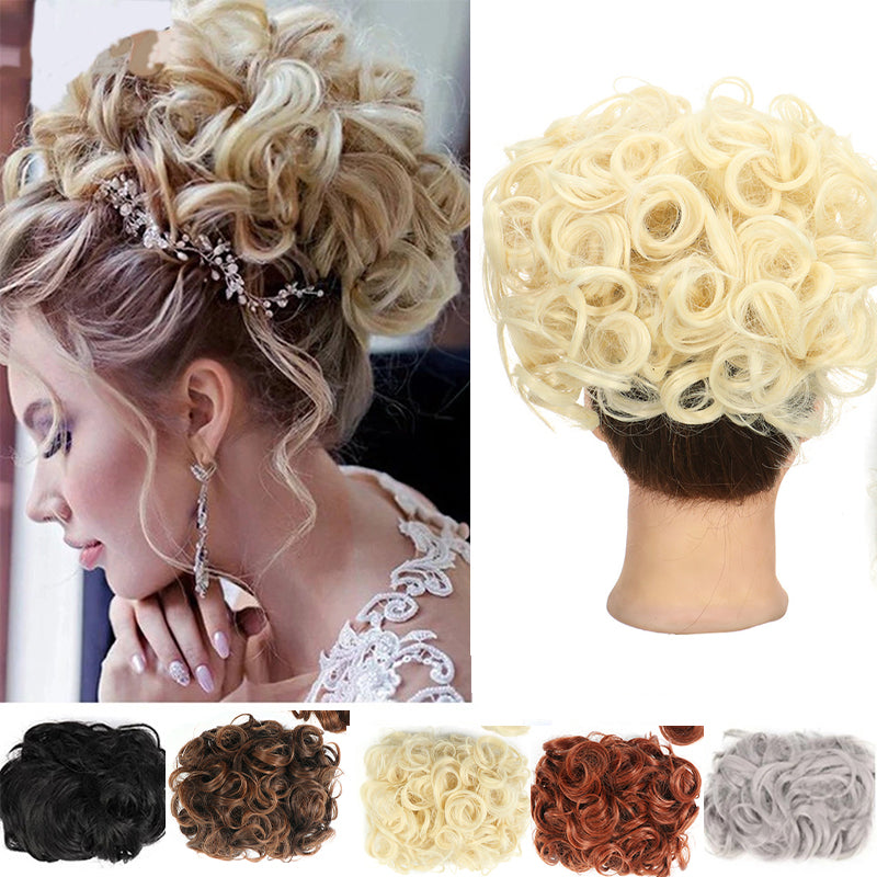 Short Messy Curly Dish Hair Bun Extension