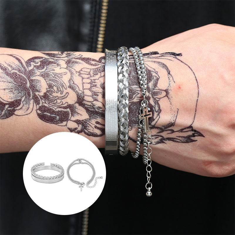 Cross Bangle Bracelet Set