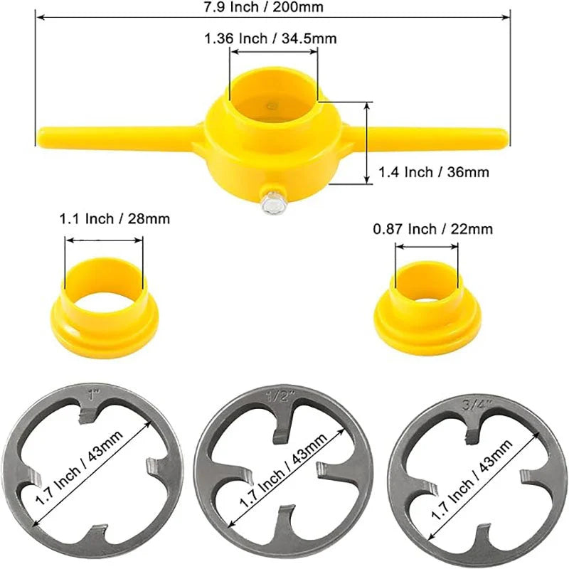 6-Piece Set Of Water Pipe Die Plastic Pipe Die Tap Wrench Set